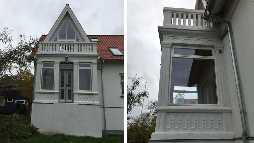 Villavej 28 efter istandsættelsen med fin hvid facade